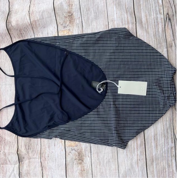 NEW COS Grid Check Scoop Neck Crossover Swimsuit One Piece 10 - Picture 3 of 5